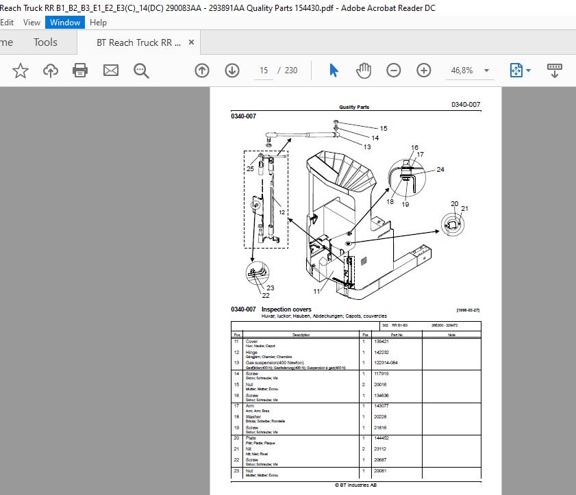 BT Reach Truck Series RR B1B2B3E1E2E3C14DC Quality Parts 3