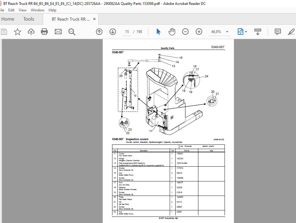 BT Reach Truck Series RR B4B5B6E4E5E6C14DC Quality Parts 3