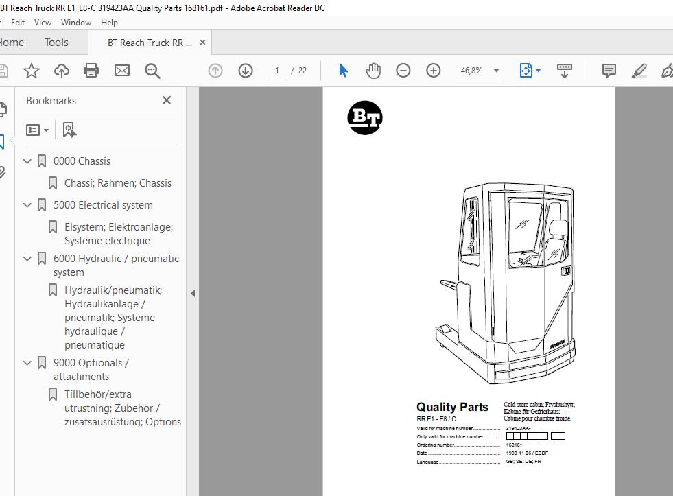 BT Reach Truck Series RR E1E8 C E1CE8C 14C15 Quality Parts 3