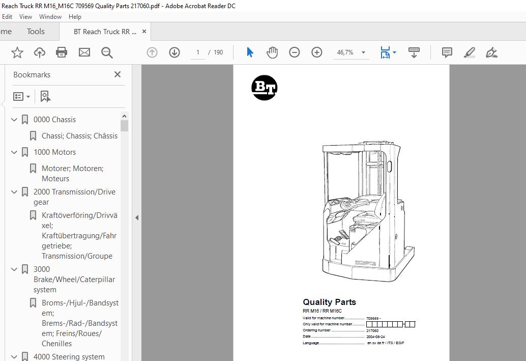 BT Reach Truck Series RR M12M12CM14M14CM16M16C Quality Parts 6