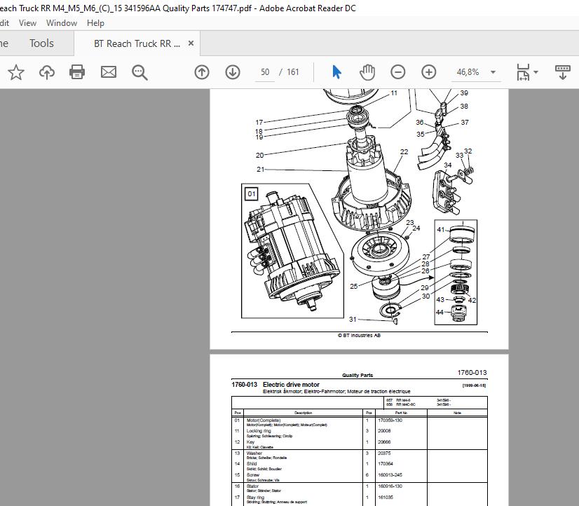 BT Reach Truck Series RR M1M2M3M4M5M6C15 Quality Parts 4