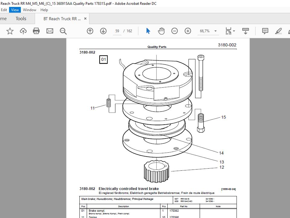 BT Reach Truck Series RR M1M2M3M4M5M6C15 Quality Parts 5