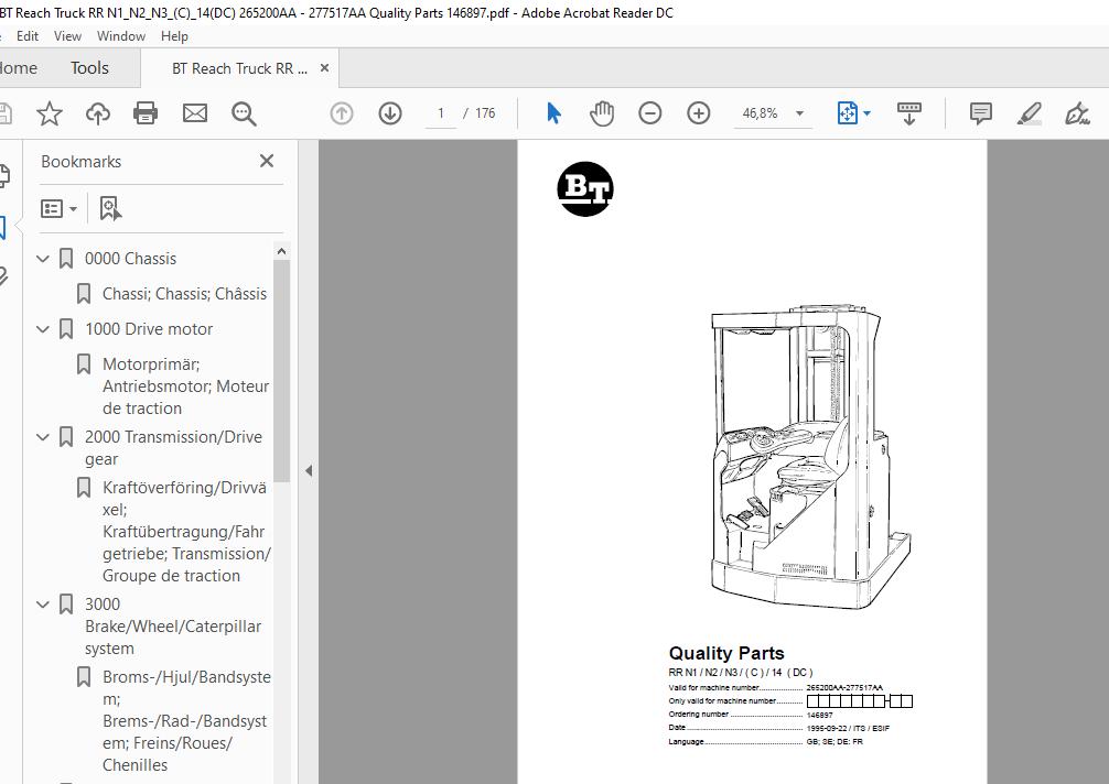 BT Reach Truck Series RR N1N2N3C14DC Quality Parts 1