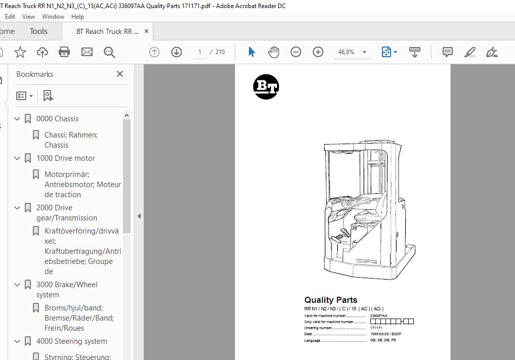 BT Reach Truck Series RR N1N2N3C15ACACi Quality Parts 1