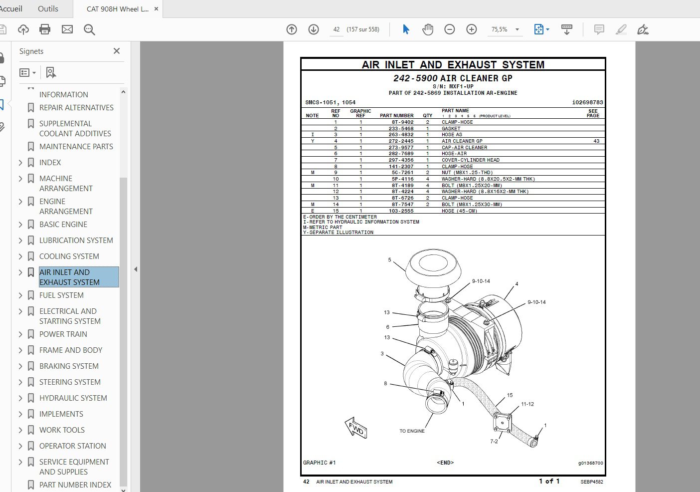 CAT 908H Wheel Loader MXF1 UpCJS1 Up SEBP4582 Parts Manual 3
