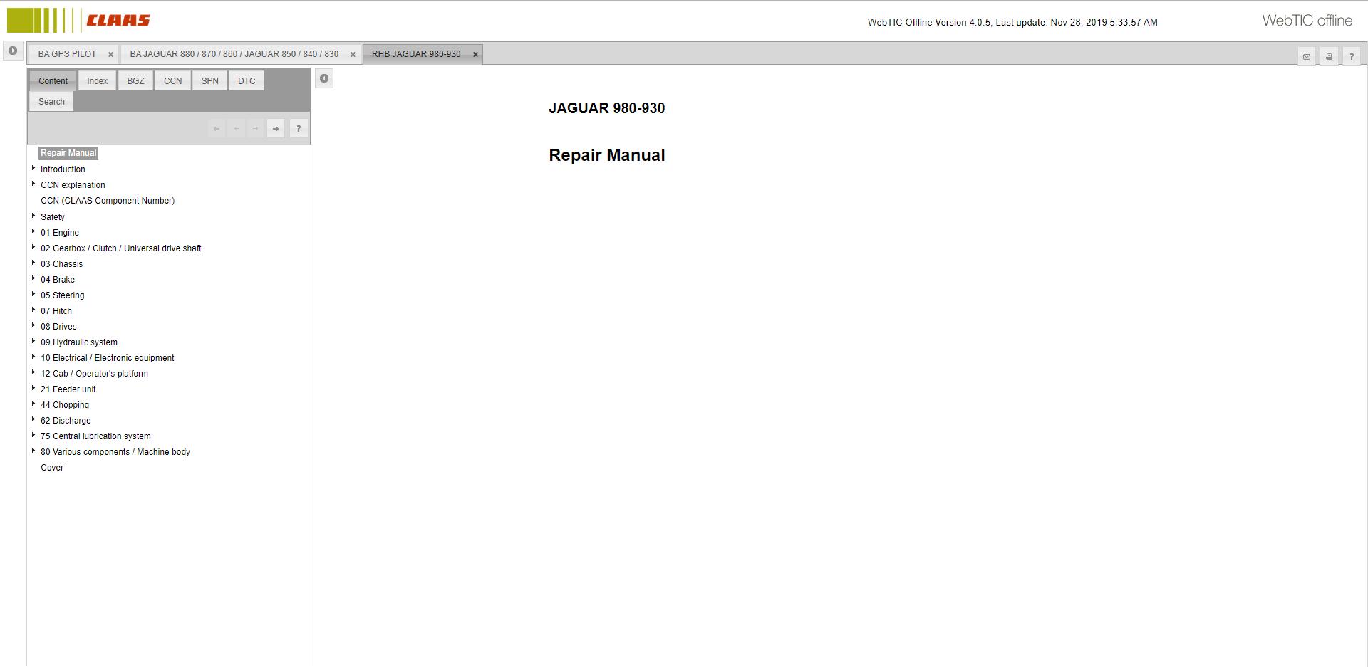 CLAAS WebTIC Offline 112019 Repair and Service Documentation12 1