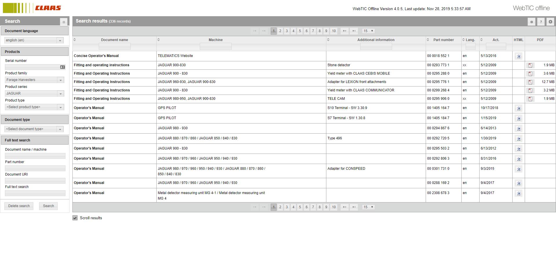 CLAAS WebTIC Offline 112019 Repair and Service Documentation9