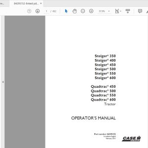Case IH Tractor Steiger 350400450500550600 Quadtrac 450500 Operators Manual84295152 1