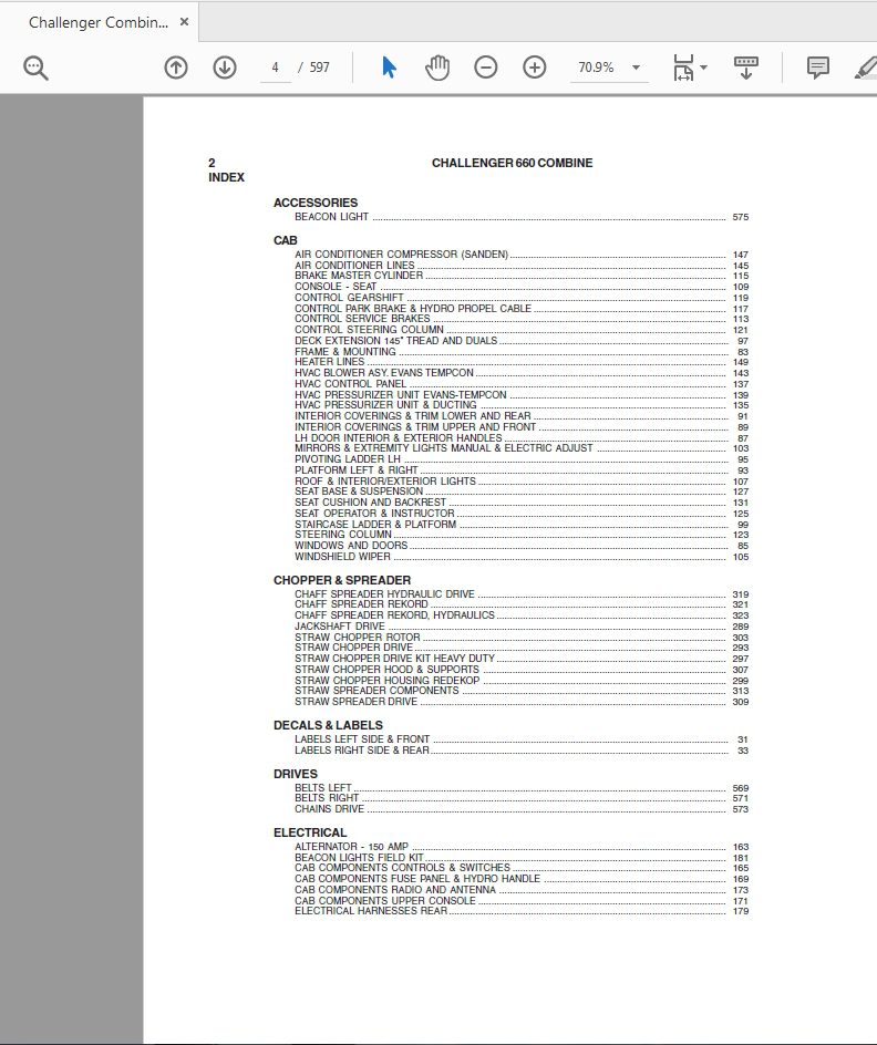 Challenger Combine 660 Parts Manual 2