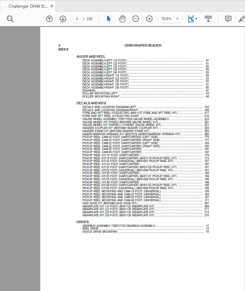 Challenger DHW Draper Header Parts Manual 2