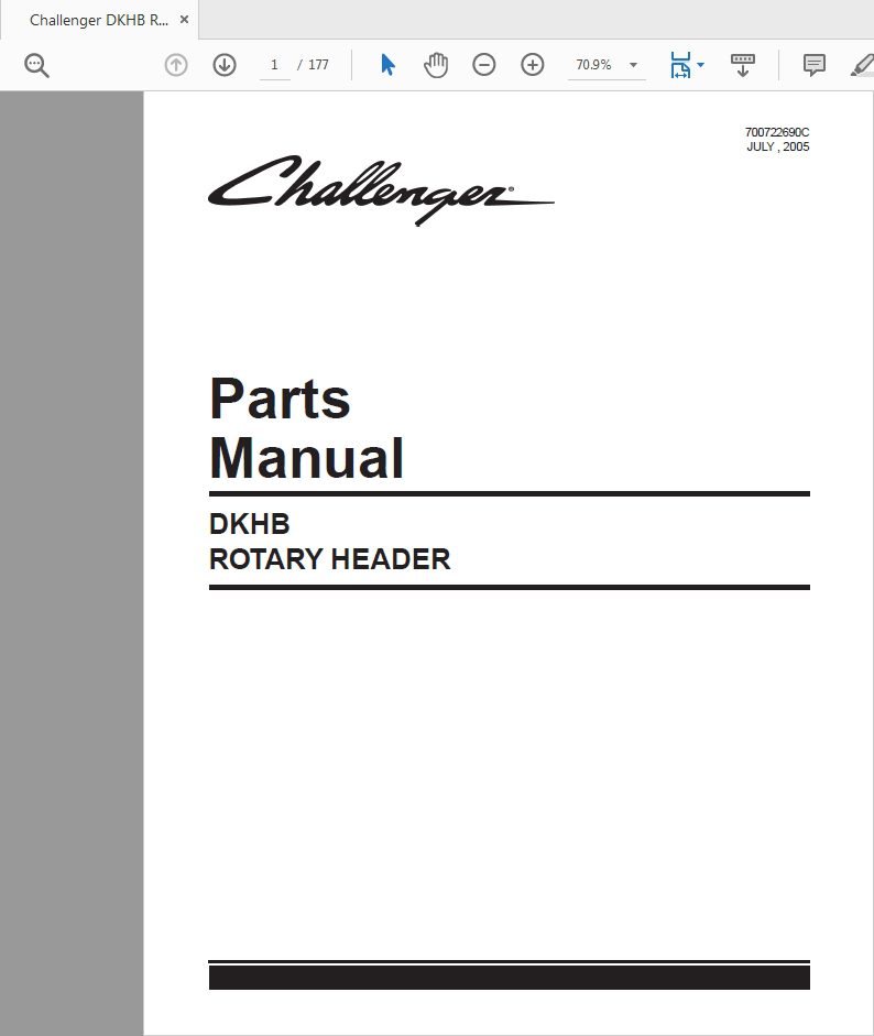 Challenger DKHB Rotary Header Parts Manual 1