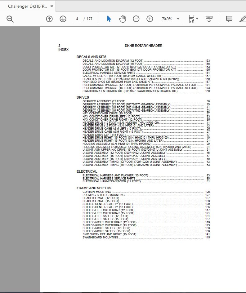 Challenger DKHB Rotary Header Parts Manual 2