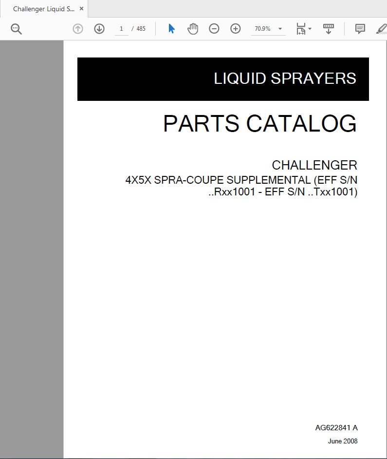 Challenger Liquid Sprayers 4x5x Parts Manual 1