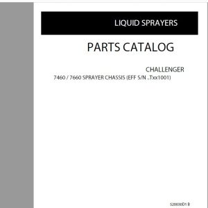 Challenger Liquid Sprayers 7460 7660 Parts Manual 1