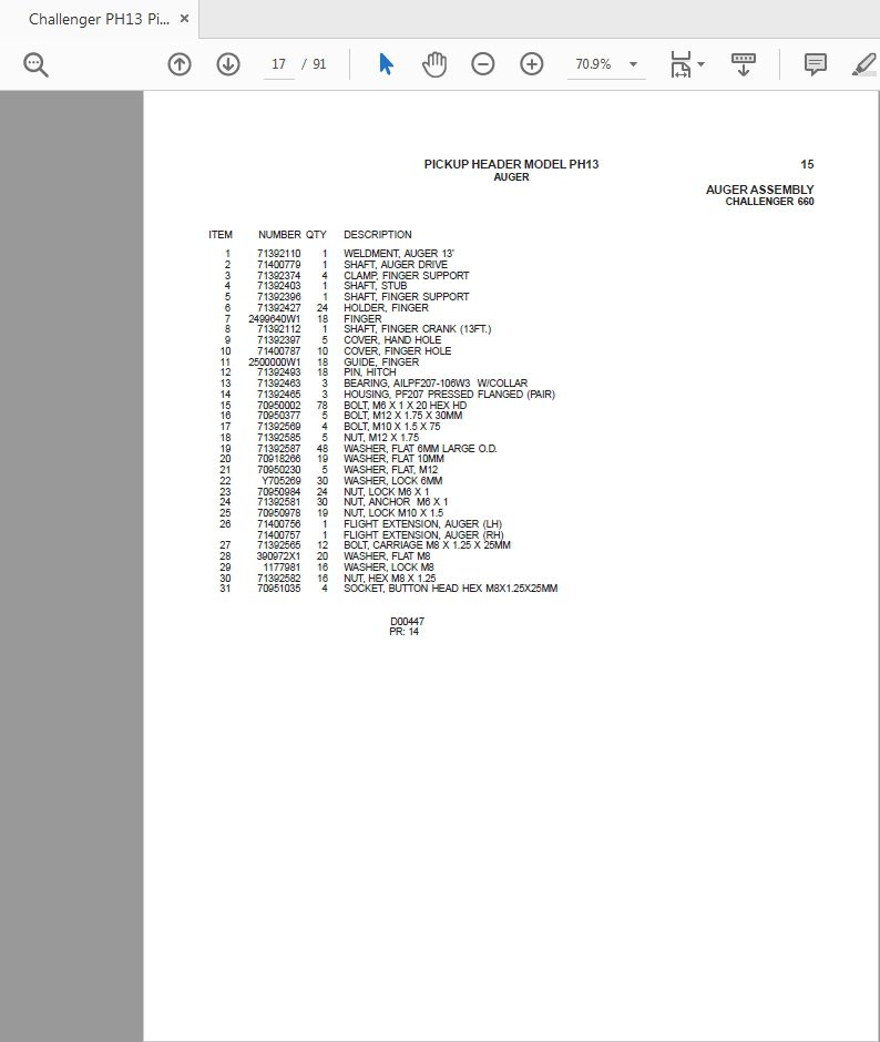 Challenger PH13 Pickup Header Parts Manual 4