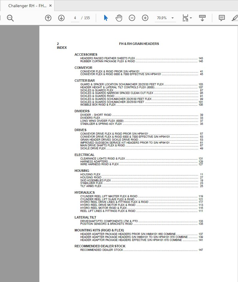 Challenger RH   FH Grain Headers Parts Manual 2