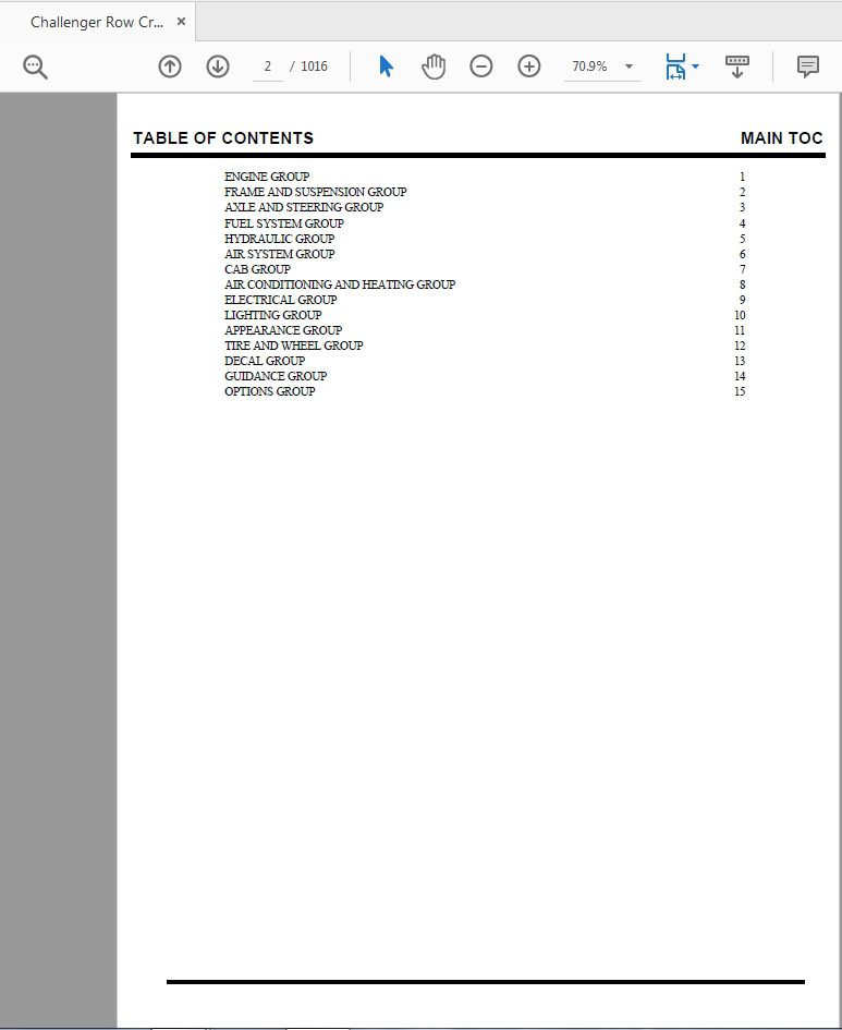 Challenger Row Crop Chassis1286C ROGATOR Parts Manual 2