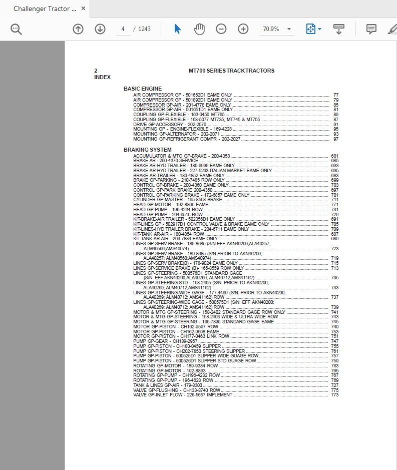 Challenger Tractor MT700 Parts Manual 2