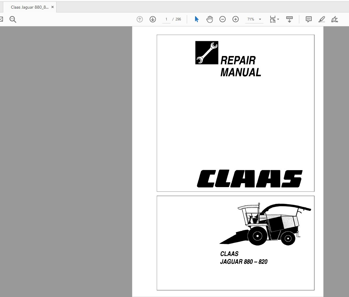 Class Jauguar 820840860880 Hydraulics ElectricsRepair Manual 1