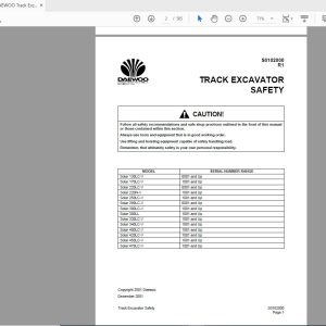 DAEWOO Track Excavator 2001 S0102000 R1 SafetyService Manuals 1