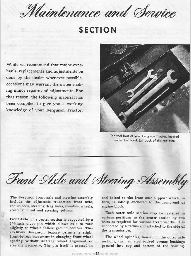 Ferguson TO 20   Operation and Maintenance Manual 3