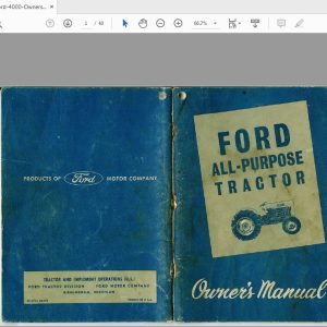 Ford All Purpose Tractor 2000 Owners Manual 1