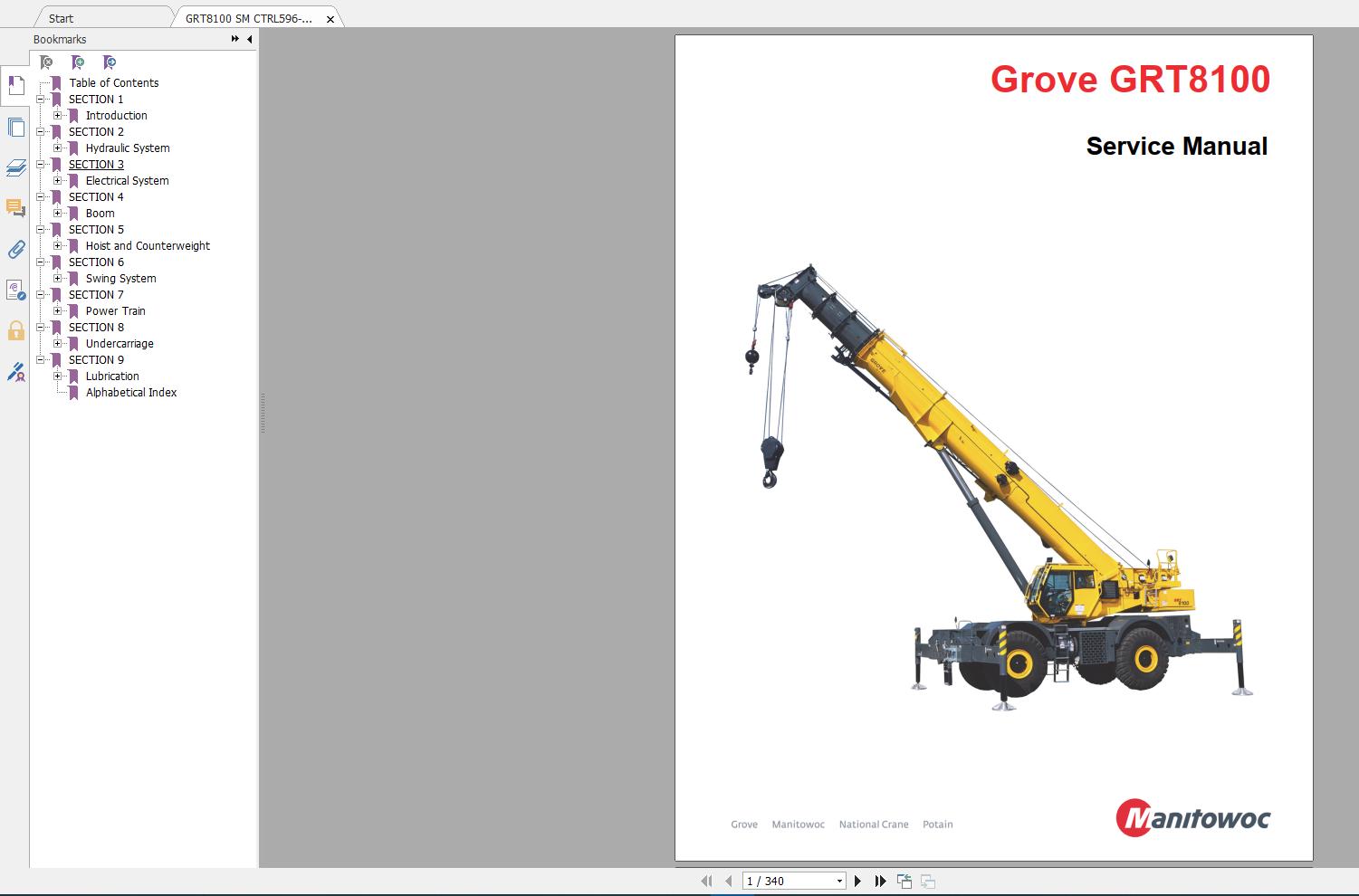 Grove Mobile Cranes All Full Model Part Manual, Operator & Maintenance