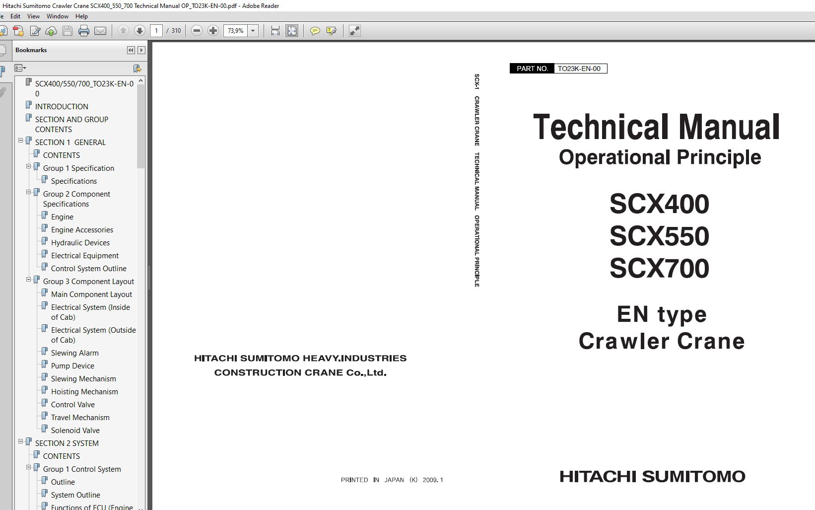 Hitachi Sumitomo Crawler Crane SCX400550700 Technical Manual 4