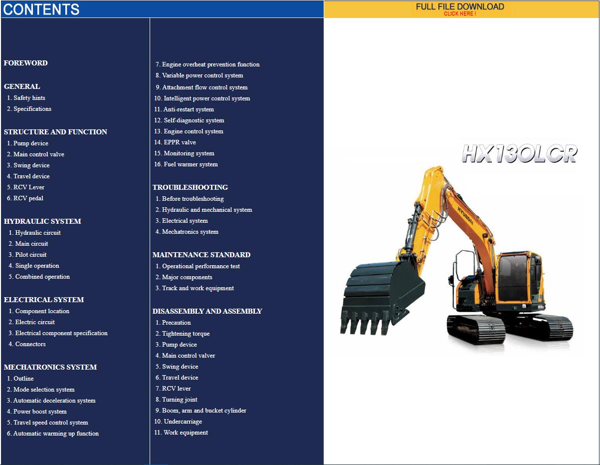 Hyundai Heavy Equipment Service Manual New Updates 2019 DVD03