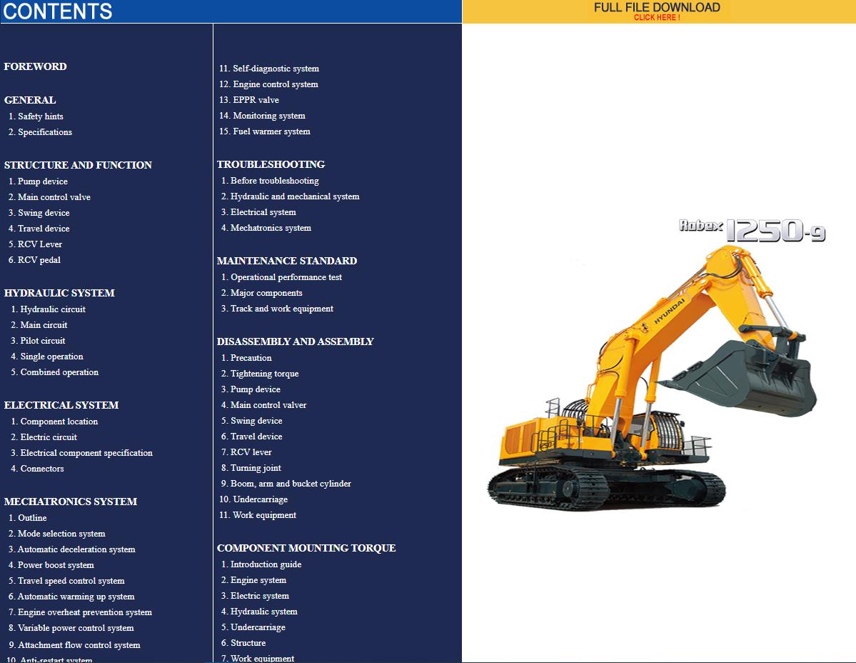 Hyundai Heavy Equipment Service Manual New Updates 2019 DVD04
