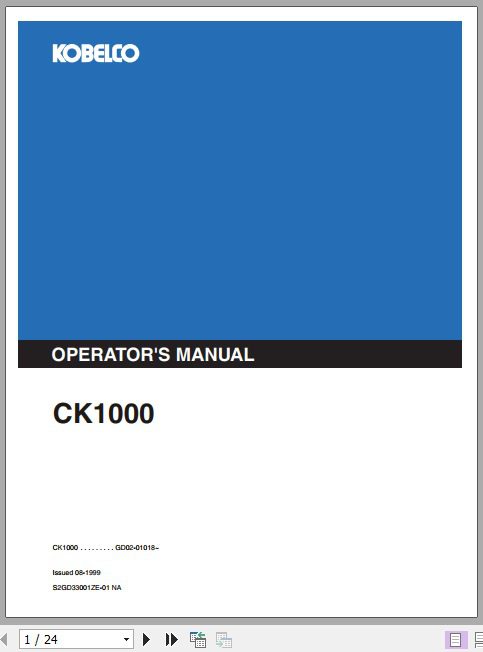 Kobelco Crane CK1000 Operators Manual 1