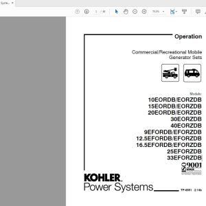 Kohler Power System Models EORDBEORZDB Operation Manual TP 6551 1