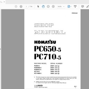 Komatsu Hydraulic Excavator PC650PC710 5 2000110001 and up Shop ManualSEBM000607 1
