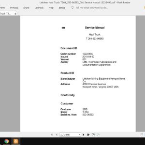 Liebherr Haul Truck T264533 06583001 Service Manual 12222495 1