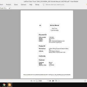 Liebherr Haul Truck T264533 06584002 Service Manual 11837482 1vz2eC