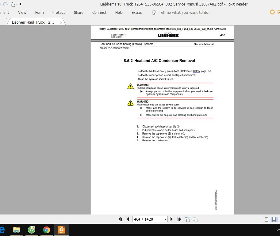 Liebherr Haul Truck T264533 06584002 Service Manual 11837482 4HIGX