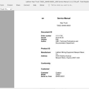 Liebherr Haul Truck T282C06495 06501008 Service Manual 11111730 1