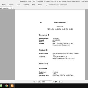 Liebherr Haul Truck T282C532 06404532 06421 532 06426005 Service Manual 10880545 1