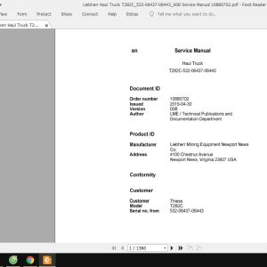 Liebherr Haul Truck T282C532 06437 06443008 Service Manual 10880702 1