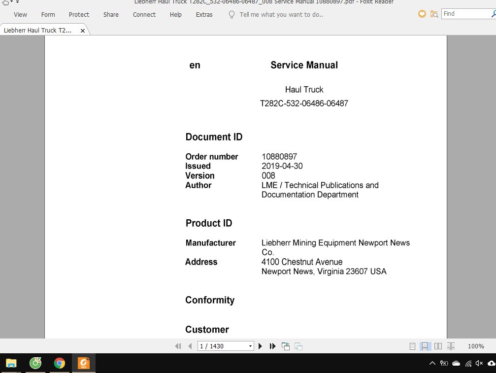 Liebherr Haul Truck T282C532 06486 06487008 Service Manual 108808971