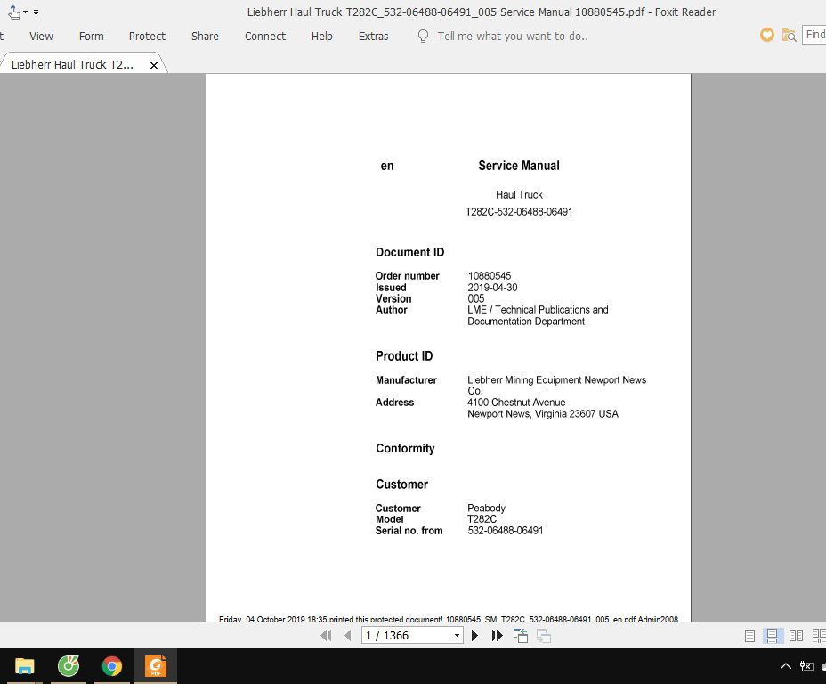 Liebherr Haul Truck T282C532 06488 06491005 Service Manual 10880545 1