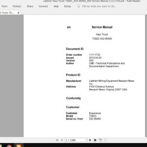 Liebherr Haul Truck T282C532 06493003 Service Manual 11111733 1