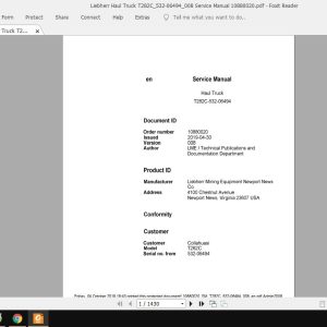 Liebherr Haul Truck T282C532 06494008 Service Manual 10880020 1