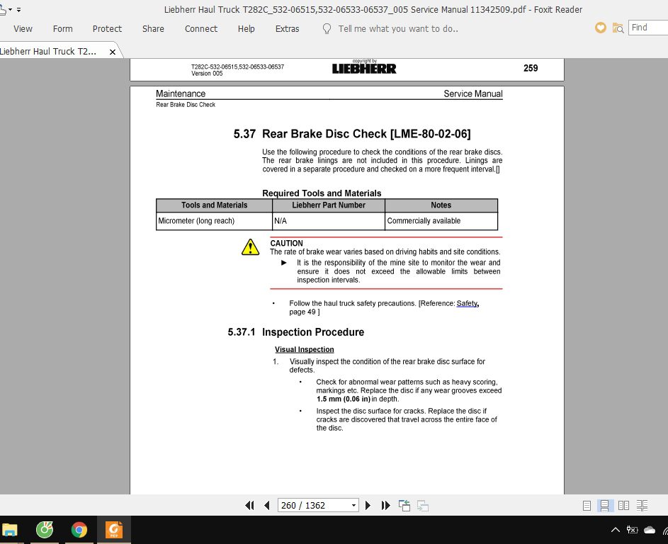 Liebherr Haul Truck T282C532 06515532 06533 06537005 Service Manual 11342509 2