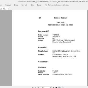 Liebherr Haul Truck T282C532 06516 06524 532 06532005 Service Manual 11342505 1