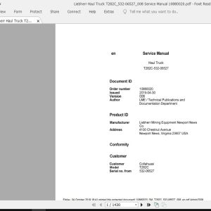 Liebherr Haul Truck T282C532 06527008 Service Manual 10880020 1