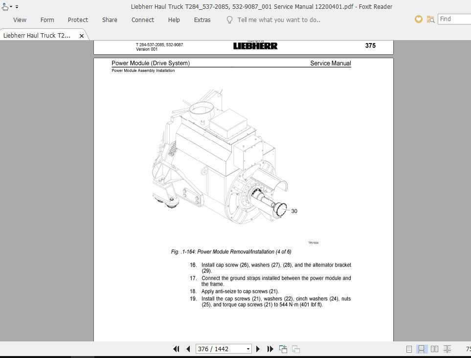 Liebherr Haul Truck T284537 2085 532 9087001 Service Manual 12200401 2