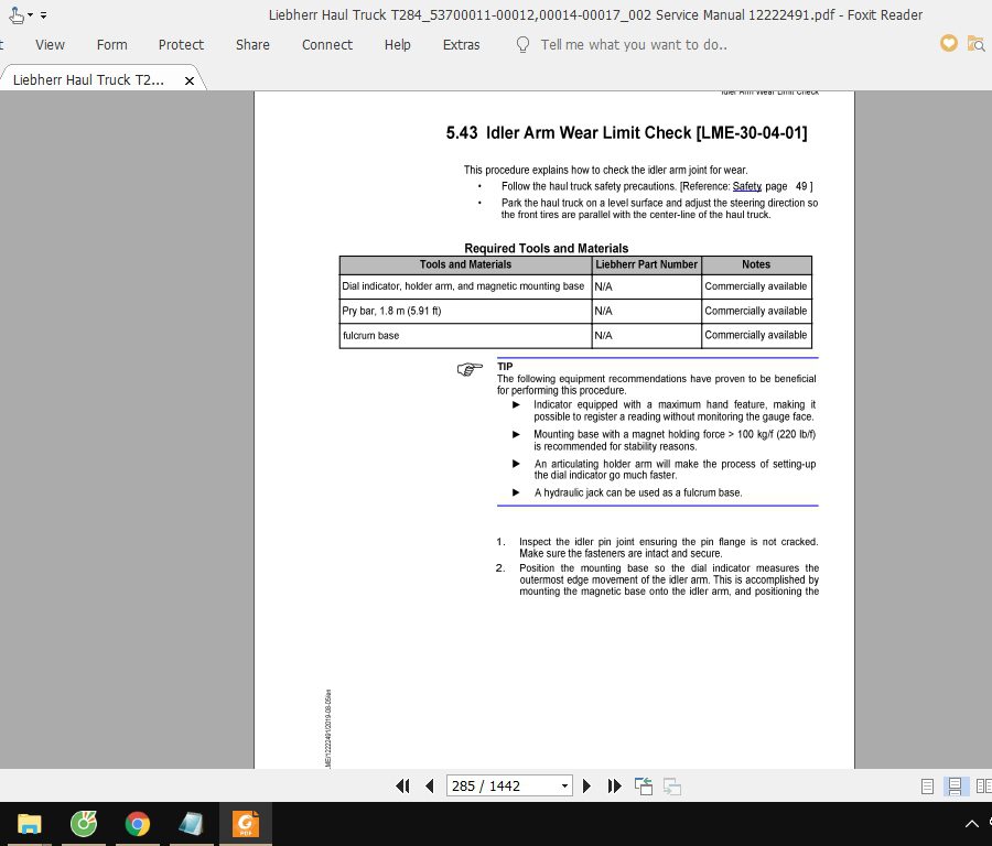 Liebherr Haul Truck T28453700011 0001200014 00017002 Service Manual 12222491 2