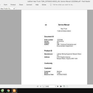Liebherr Haul Truck T28453700022 00023001 Service Manual 12225566 1