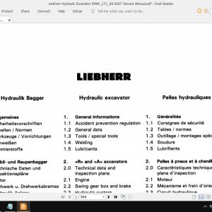 Liebherr Hydraulic Excavator R99417109 2007 Service Manual 1